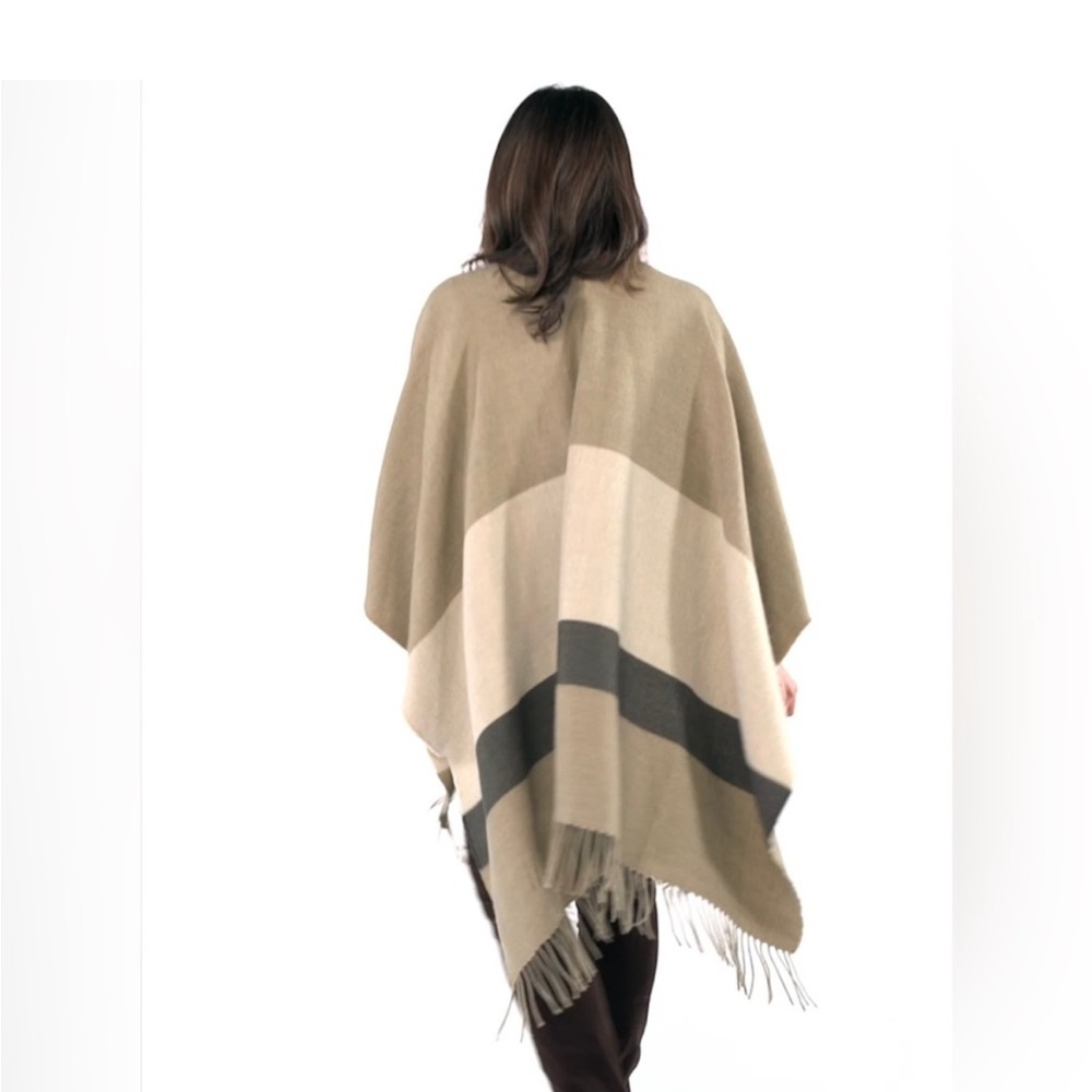 CAbi Tan and Yellow Striped Travel Cape - Picture 4 of 6